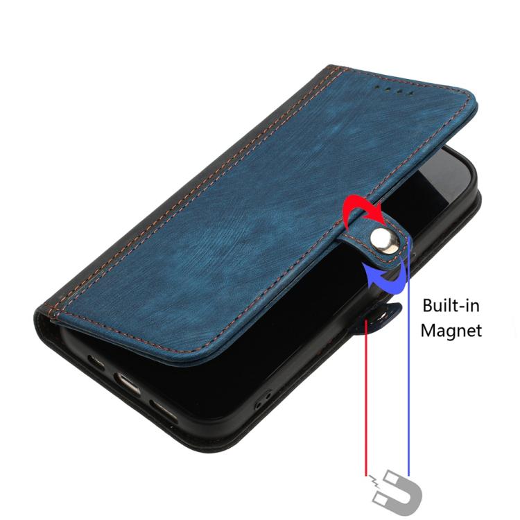 For iPhone 17 Pro Max Side Buckle Double Fold Hand Strap Leather Phone Case(Royal) - free shipping - PMc TechLife - Order now!