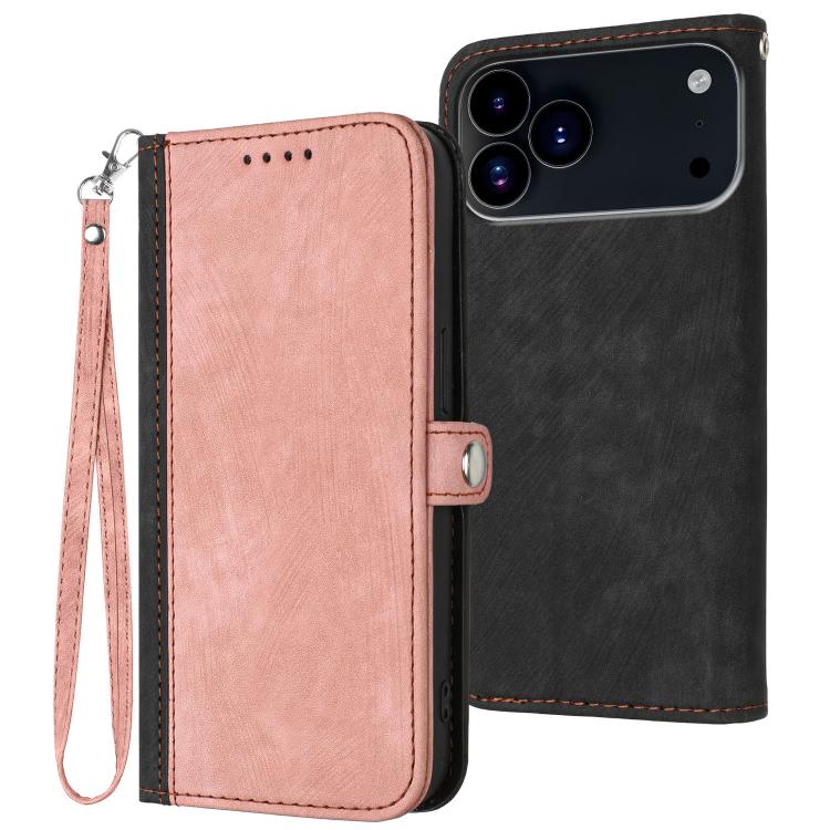 For iPhone 17 Pro Max Side Buckle Double Fold Hand Strap Leather Phone Case(Pink) - free shipping - PMc TechLife - Order now!