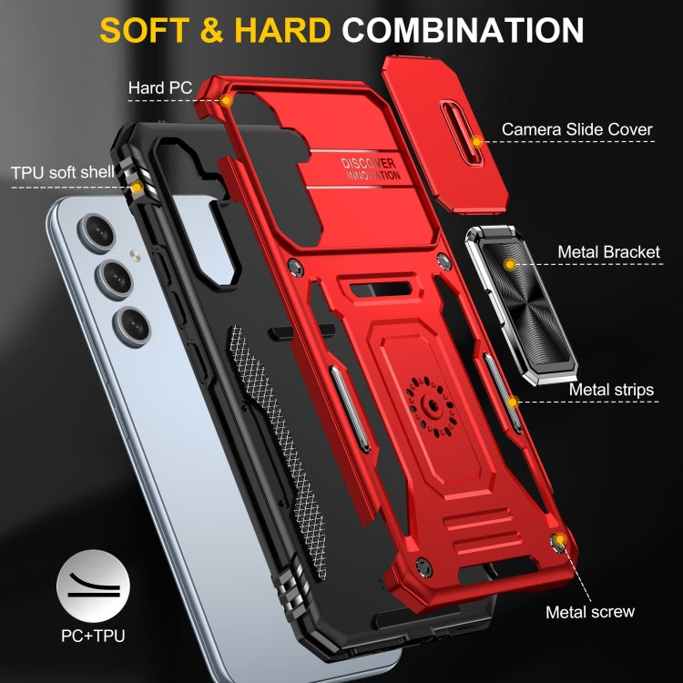 For Samsung Galaxy A54 Armor PC + TPU Camera Shield Phone Case(Red) - Galaxy Phone Cases by PMC Jewellery | Online Shopping South Africa | PMC Jewellery