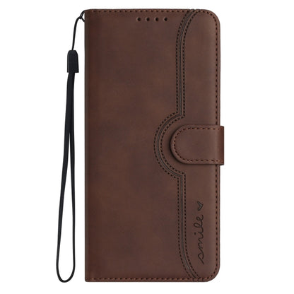 For iPhone 16 Plus Heart Pattern Skin Feel Leather Phone Case(Brown) - iPhone 16 Plus Cases by PMC Jewellery | Online Shopping South Africa | PMC Jewellery | Buy Now Pay Later Mobicred