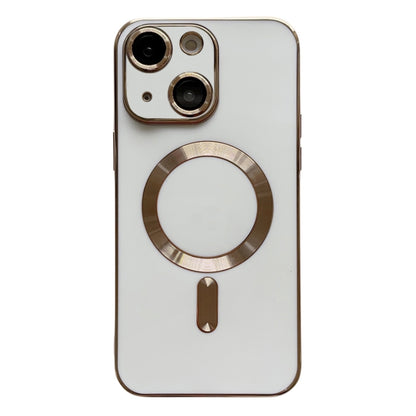 For iPhone 14 Plus Magsafe Plating TPU Phone Case with Lens Film(White) - iPhone 14 Plus Cases by PMC Jewellery | Online Shopping South Africa | PMC Jewellery