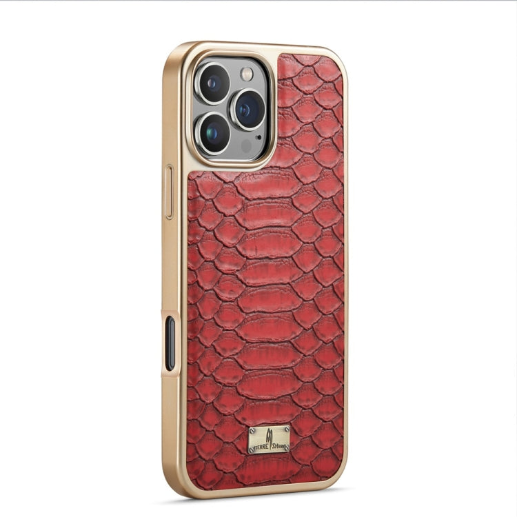 For iPhone 16 Pro Fierre Shann Python Texture Electroplating PU Phone Case(Red) - free shipping - PMC Jewellery - Order now!