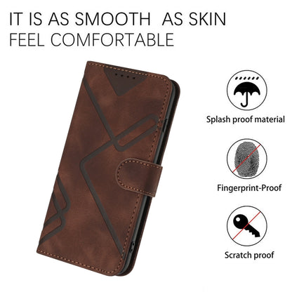 For Samsung Galaxy S23 FE 5G Line Pattern Skin Feel Leather Phone Case(Coffee) - Galaxy S23 FE 5G Cases by PMC Jewellery | Online Shopping South Africa | PMC Jewellery