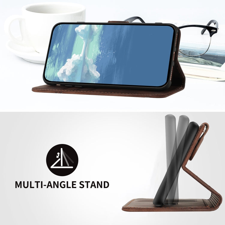 For Samsung Galaxy S23 FE 5G Line Pattern Skin Feel Leather Phone Case(Coffee) - Galaxy S23 FE 5G Cases by PMC TechLife | Online Shopping South Africa | PMC TechLife