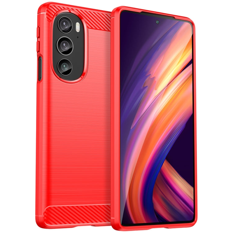 For Motorola Edge 30 Pro Brushed Texture Carbon Fiber TPU Phone Case(Red) - Motorola Cases by PMC TechLife | Online Shopping South Africa | PMC TechLife | Buy Now Pay Later Mobicred