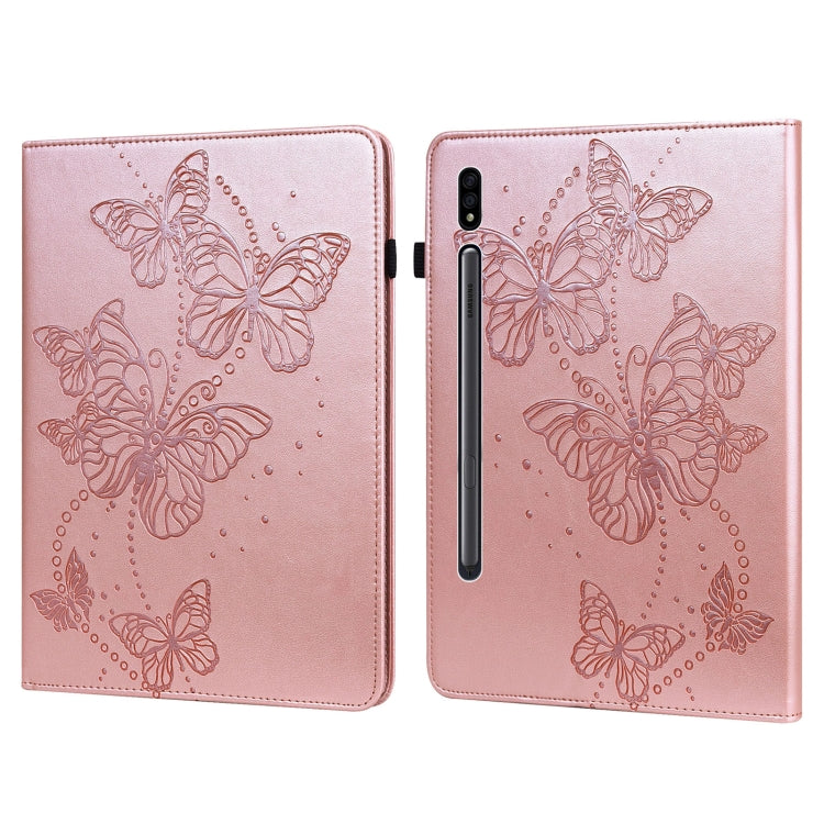 For Samsung Galaxy Tab S9 Embossed Butterfly Pattern Leather Tablet Case(Pink) - Galaxy Tab S9 Cases by PMC Jewellery | Online Shopping South Africa | PMC Jewellery | Buy Now Pay Later Mobicred