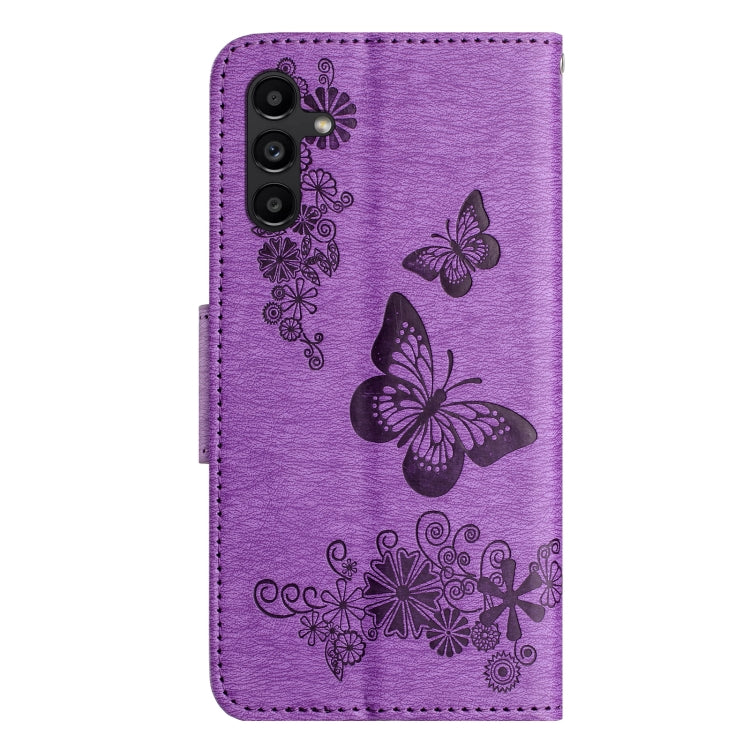 For Samsung Galaxy A15 Butterfly Embossed Flip Leather Phone Case(Purple) - Galaxy Phone Cases by PMC TechLife | Online Shopping South Africa | PMC TechLife