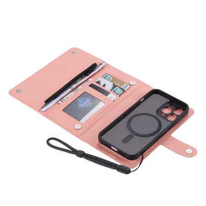 For iPhone 15 ViLi GHB Series MagSafe Magnetic Zipper Leather Phone Case(Pink) - iPhone 15 Cases by ViLi | Online Shopping South Africa | PMC Jewellery | Buy Now Pay Later Mobicred