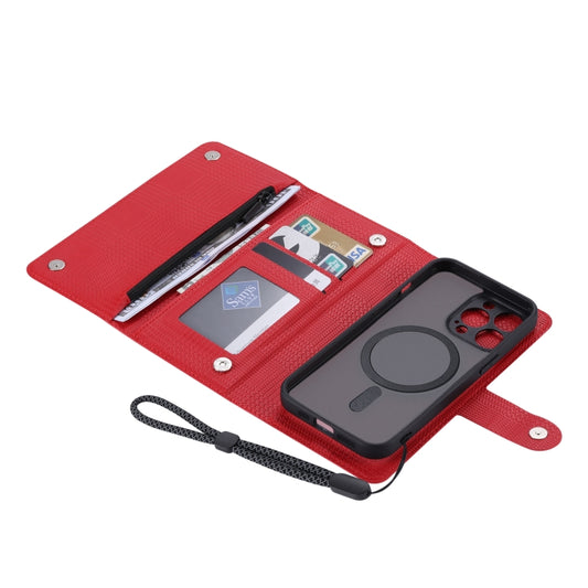 For iPhone 15 ViLi GHB Series MagSafe Magnetic Zipper Leather Phone Case(Red) - iPhone 15 Cases by ViLi | Online Shopping South Africa | PMC Jewellery | Buy Now Pay Later Mobicred