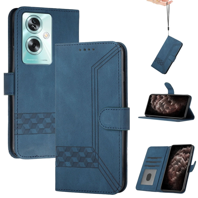 For OPPO A79 Cubic Skin Feel Flip Leather Phone Case(Blue) - OPPO Cases by PMC Jewellery | Online Shopping South Africa | PMC Jewellery | Buy Now Pay Later Mobicred