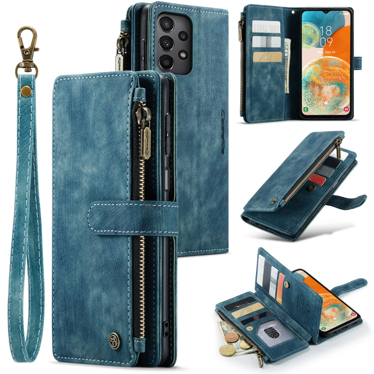 For Samsung Galaxy A23 CaseMe C30 Card Slots Zipper Wallet Leather Phone Case(Blue) - Galaxy Phone Cases by CaseMe | Online Shopping South Africa | PMC Jewellery | Buy Now Pay Later Mobicred