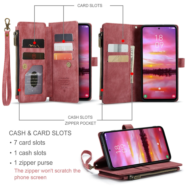 For Samsung Galaxy S24 5G CaseMe C30 Card Slots Zipper Wallet Leather Phone Case(Red) - Galaxy S24 5G Cases by CaseMe | Online Shopping South Africa | PMC Jewellery | Buy Now Pay Later Mobicred