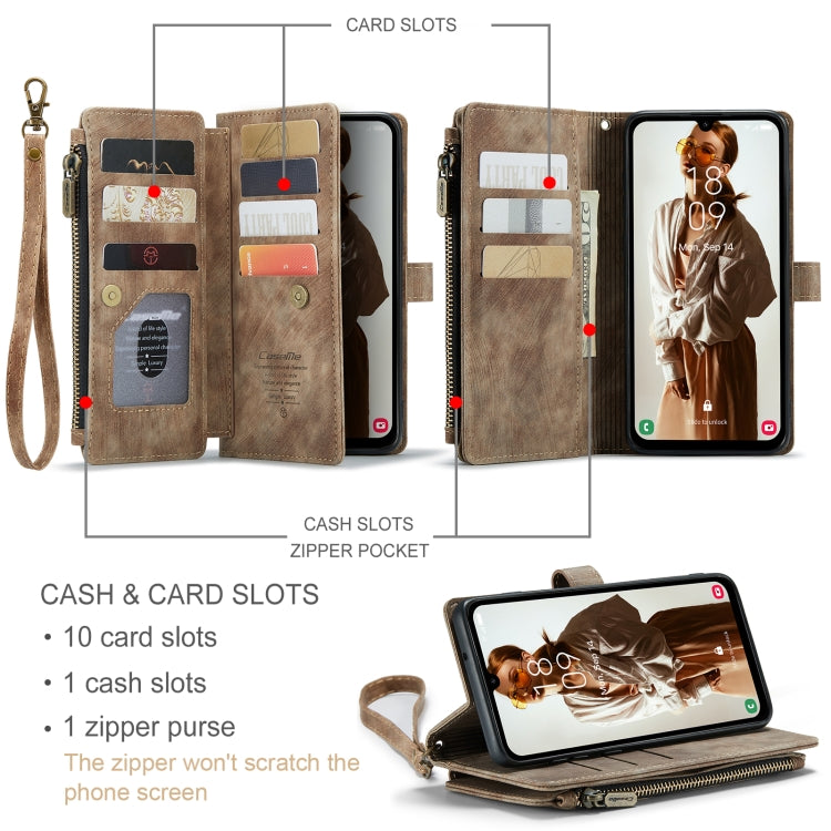 For Samsung Galaxy A15 CaseMe C30 Card Slots Zipper Wallet Leather Phone Case(Brown) - Galaxy Phone Cases by CaseMe | Online Shopping South Africa | PMC Jewellery | Buy Now Pay Later Mobicred