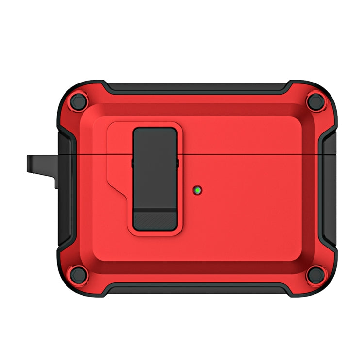 For AirPods Pro 2 TPU + PC Wireless Bluetooth Earphone Protective Case with Switch Lock & Hook(Red) - For AirPods Pro 2 by PMC Jewellery | Online Shopping South Africa | PMC Jewellery | Buy Now Pay Later Mobicred