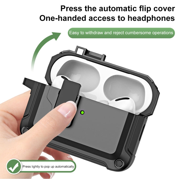 For AirPods Pro 2 TPU + PC Wireless Bluetooth Earphone Protective Case with Switch Lock & Hook(Red) - For AirPods Pro 2 by PMC Jewellery | Online Shopping South Africa | PMC Jewellery | Buy Now Pay Later Mobicred