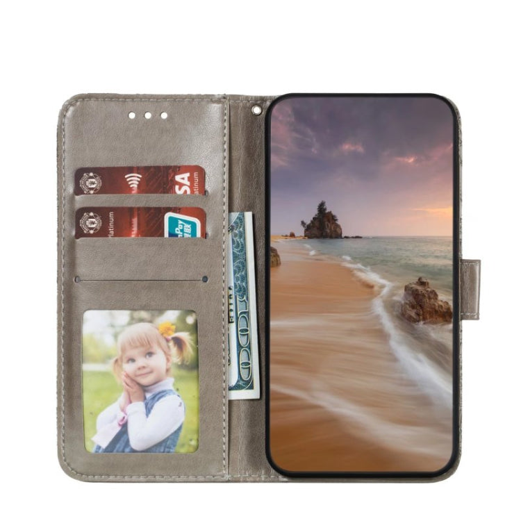 For iPhone 16 Pro Lace Flower Embossing Flip Leather Phone Case(Grey) - iPhone 16 Pro Cases by PMC TechLife | Online Shopping South Africa | PMC TechLife | Buy Now Pay Later Mobicred