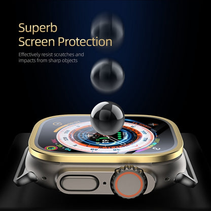 For Apple Watch Ultra 49mm / Ultra 2 49mm DUX DUCIS 2 in 1 Aluminum Alloy Frame Tempered Glass Screen Protector(Gold) - Others by DUX DUCIS | Online Shopping South Africa | PMC Jewellery | Buy Now Pay Later Mobicred