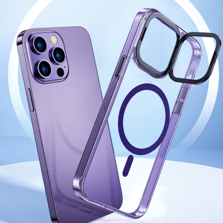 For iPhone 15 Plus MagSafe Magnetic Invisible Holder Transparent Phone Case(Purple) - iPhone 15 Plus Cases by PMC TechLife | Online Shopping South Africa | PMC TechLife