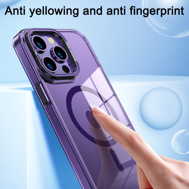 For iPhone 15 Plus MagSafe Magnetic Invisible Holder Transparent Phone Case(Purple) - iPhone 15 Plus Cases by PMC TechLife | Online Shopping South Africa | PMC TechLife