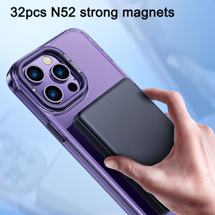 For iPhone 15 Pro Max MagSafe Magnetic Invisible Holder Transparent Phone Case(Orange) - iPhone 15 Pro Max Cases by PMC TechLife | Online Shopping South Africa | PMC TechLife