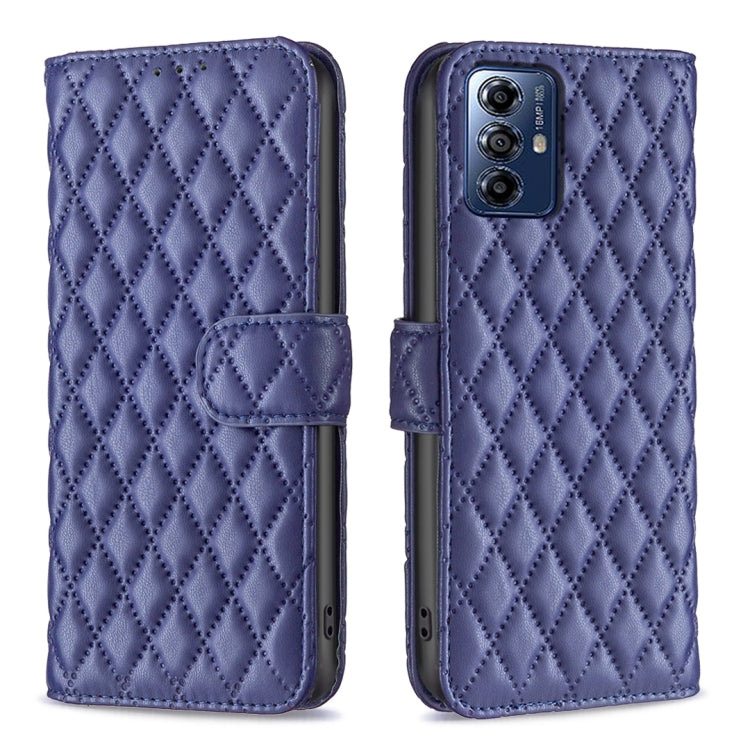 For Motorola Moto G Play 2024 Diamond Lattice Wallet Flip Leather Phone Case(Blue) - Motorola Cases by PMC Jewellery | Online Shopping South Africa | PMC Jewellery | Buy Now Pay Later Mobicred