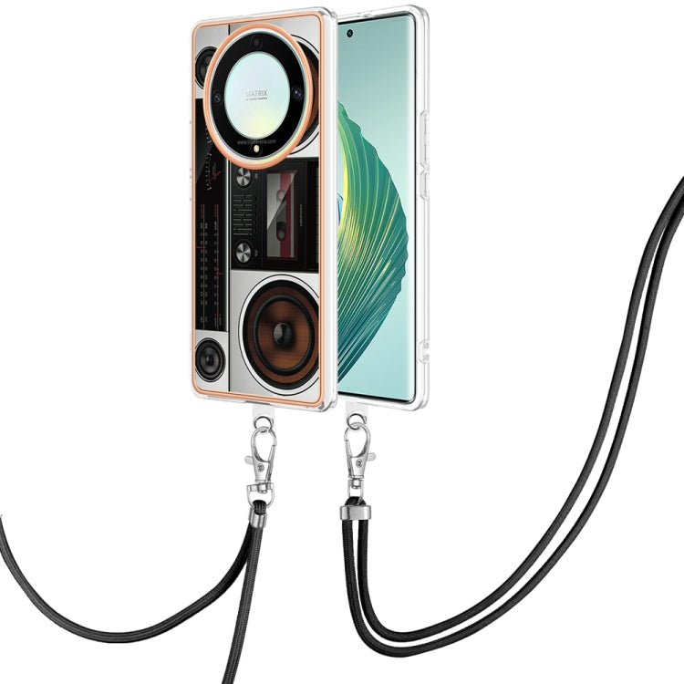For Honor X9a / Magic5 Lite Electroplating Dual-side IMD Phone Case with Lanyard(Retro Radio) - Honor Cases by PMC TechLife | Online Shopping South Africa | PMC TechLife