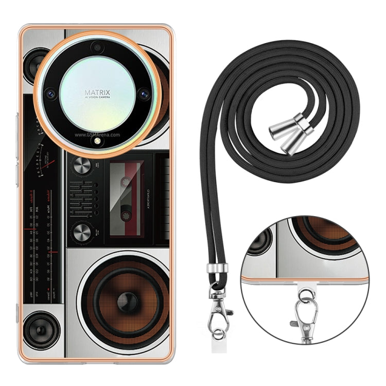 For Honor X9a / Magic5 Lite Electroplating Dual-side IMD Phone Case with Lanyard(Retro Radio) - Honor Cases by PMC TechLife | Online Shopping South Africa | PMC TechLife
