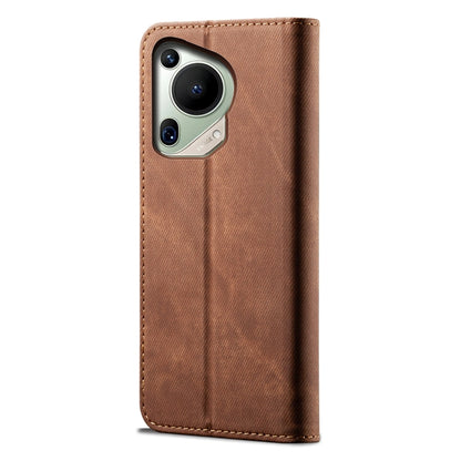 For Huawei Pura 70 Ultra Denim Texture Leather Phone Case(Brown) - Huawei Cases by PMC Jewellery | Online Shopping South Africa | PMC Jewellery | Buy Now Pay Later Mobicred