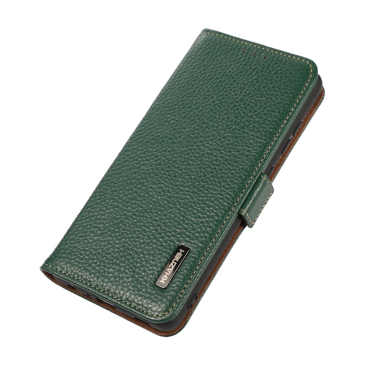 For Honor X6A KHAZNEH Side-Magnetic Litchi Genuine Leather RFID Phone Case(Green) - Honor Cases by PMC TechLife | Online Shopping South Africa | PMC TechLife | Buy Now Pay Later Mobicred