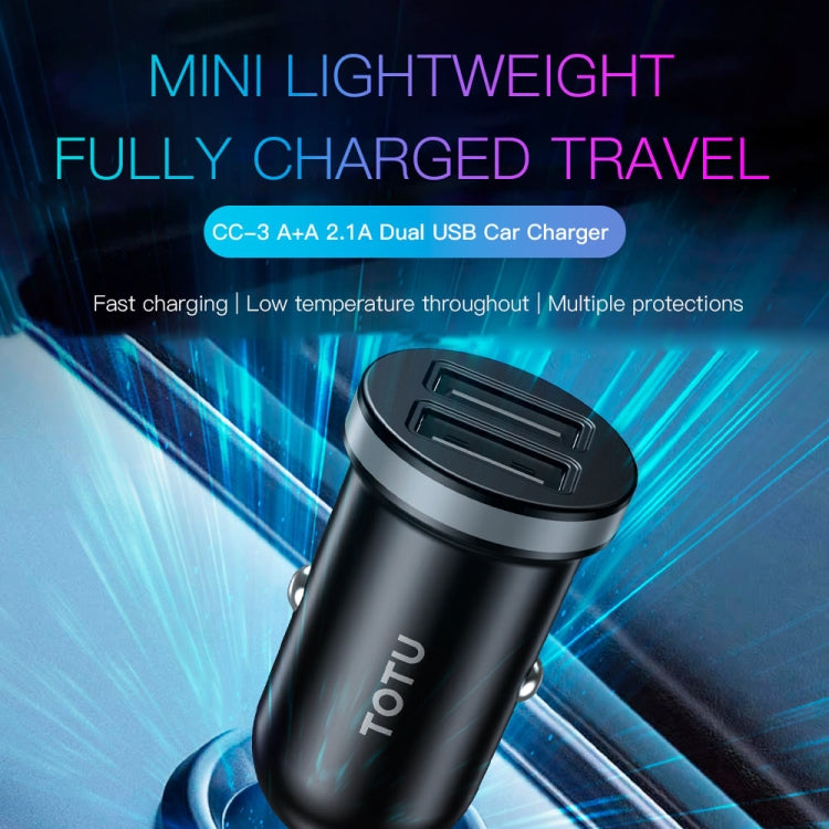 TOTU CC-3 2.1A Dual USB-A Port Car Charger(Grey) - Car Charger by TOTUDESIGN | Online Shopping South Africa | PMC Jewellery | Buy Now Pay Later Mobicred