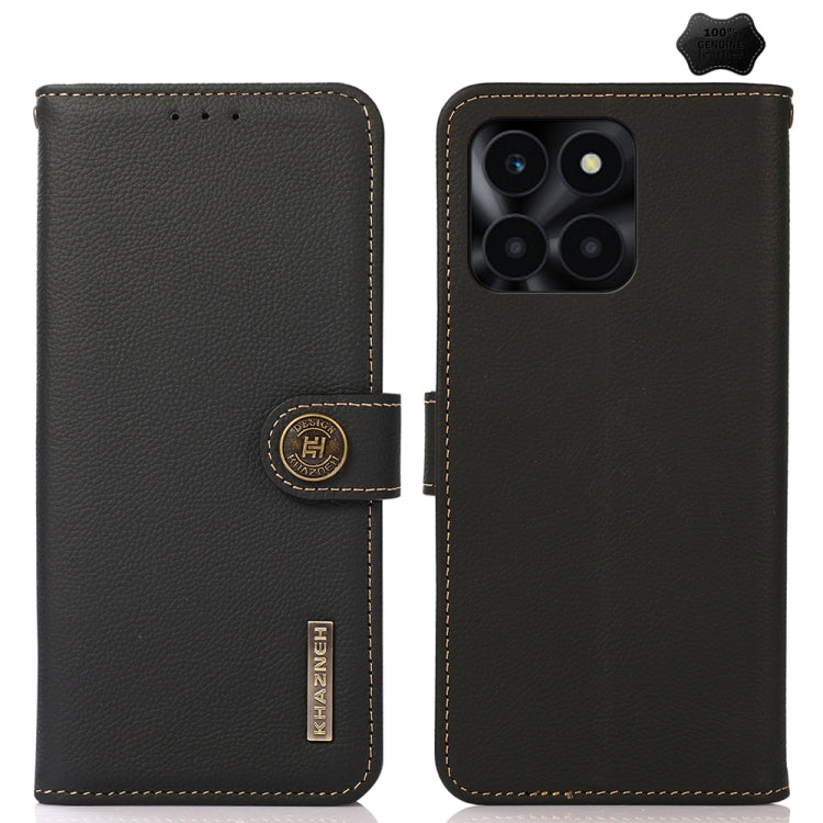 For Honor X6A KHAZNEH Custer Genuine Leather RFID Phone Case(Black) - Honor Cases by PMC TechLife | Online Shopping South Africa | PMC TechLife | Buy Now Pay Later Mobicred