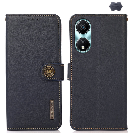 For Honor X5 Plus KHAZNEH Custer Genuine Leather RFID Phone Case(Blue) - Honor Cases by PMC Jewellery | Online Shopping South Africa | PMC Jewellery | Buy Now Pay Later Mobicred