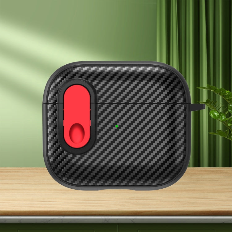 For AirPods 3 Carbon Fiber Texture Wireless Earphones Case with Security Lock(Red) - For AirPods 3 by PMC Jewellery | Online Shopping South Africa | PMC Jewellery | Buy Now Pay Later Mobicred
