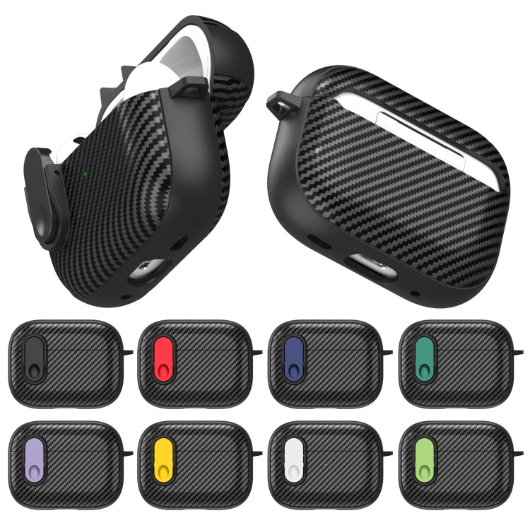 For AirPods Pro 2 Carbon Fiber Texture Wireless Earphones Case with Security Lock(Green) - For AirPods Pro 2 by PMC Jewellery | Online Shopping South Africa | PMC Jewellery | Buy Now Pay Later Mobicred