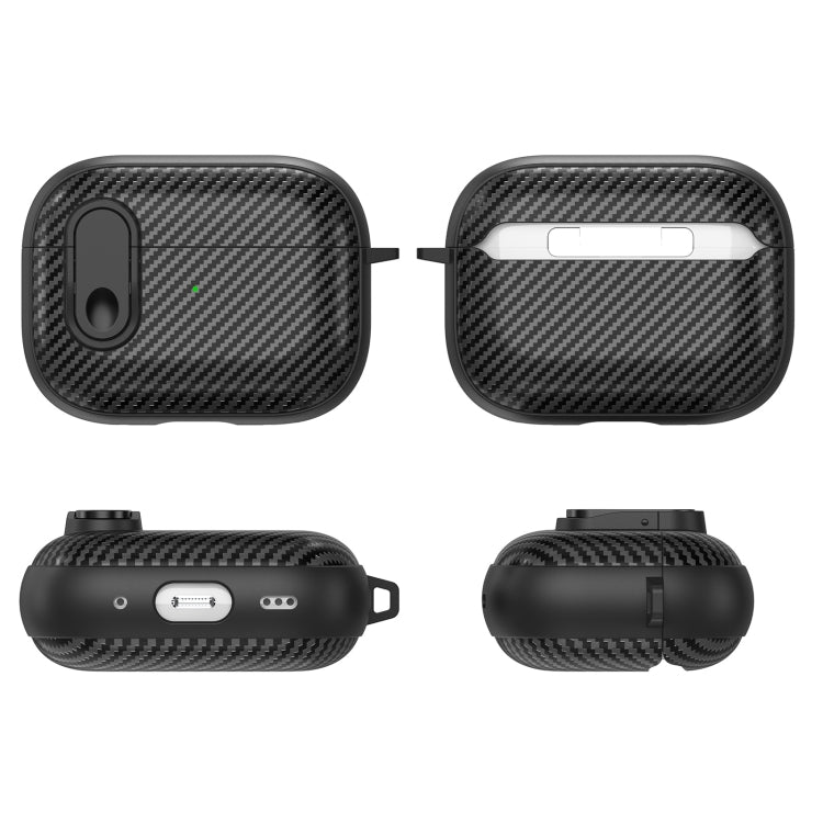 For AirPods Pro Carbon Fiber Texture Wireless Earphones Case with Security Lock(Black) - For AirPods Pro by PMC Jewellery | Online Shopping South Africa | PMC Jewellery | Buy Now Pay Later Mobicred