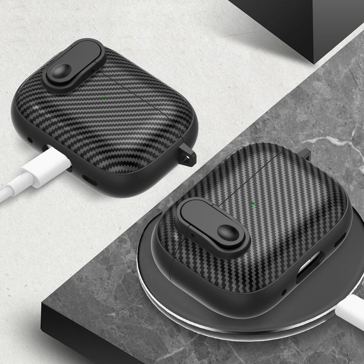 For AirPods Pro 2 Carbon Fiber Texture Wireless Earphones Case with Security Lock(Yellow) - For AirPods Pro 2 by PMC Jewellery | Online Shopping South Africa | PMC Jewellery | Buy Now Pay Later Mobicred