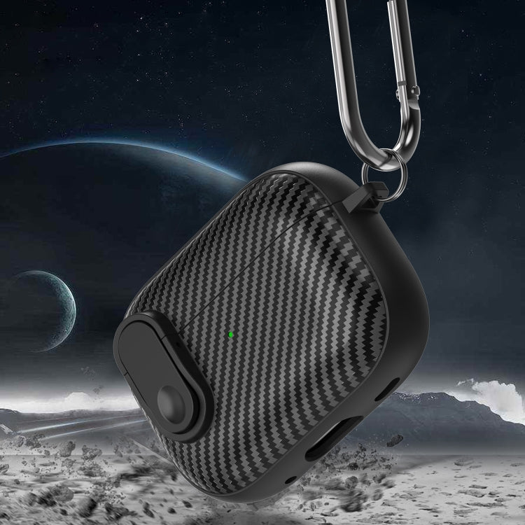 For AirPods 2 / 1 Carbon Fiber Texture Wireless Earphones Case with Security Lock(White) - For AirPods 1/2 by PMC Jewellery | Online Shopping South Africa | PMC Jewellery | Buy Now Pay Later Mobicred