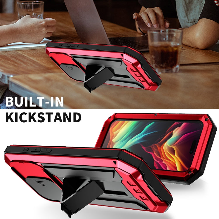 For iPhone 15 Pro Max R-JUST Sliding Camera IP54 Life Waterproof Holder Phone Case(Red) - free shipping - PMC TechLife - Order now!