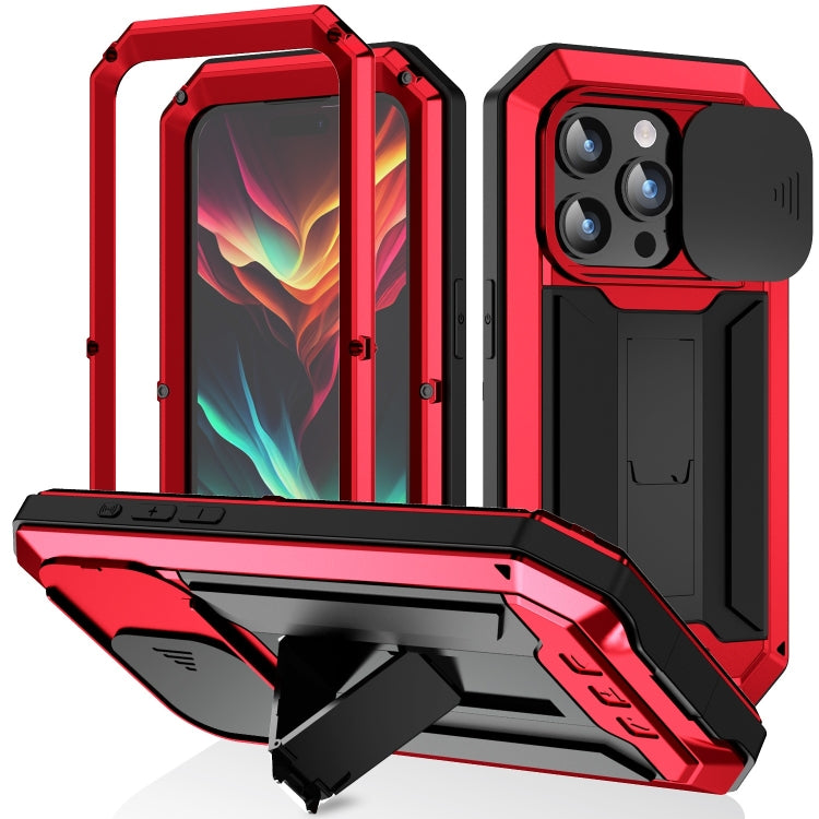 For iPhone 15 Pro R-JUST Sliding Camera Life Waterproof Holder Phone Case(Red) - iPhone 15 Pro Cases by R-JUST | Online Shopping South Africa | PMC Jewellery