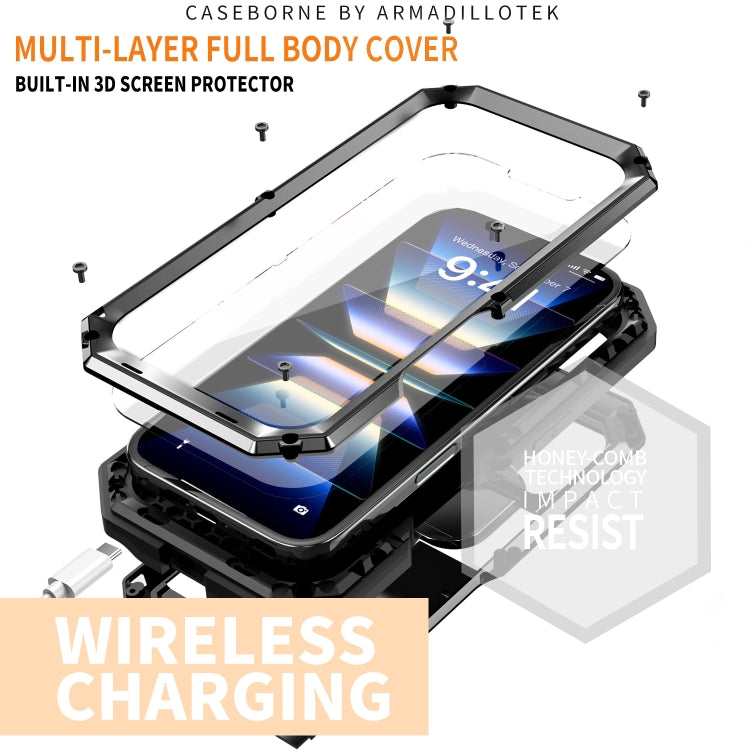 For iPhone 16 Plus R-JUST Sliding Camera IP54 Life Waterproof Holder Phone Case(Black) - iPhone 16 Plus Cases by R-JUST | Online Shopping South Africa | PMC Jewellery | Buy Now Pay Later Mobicred