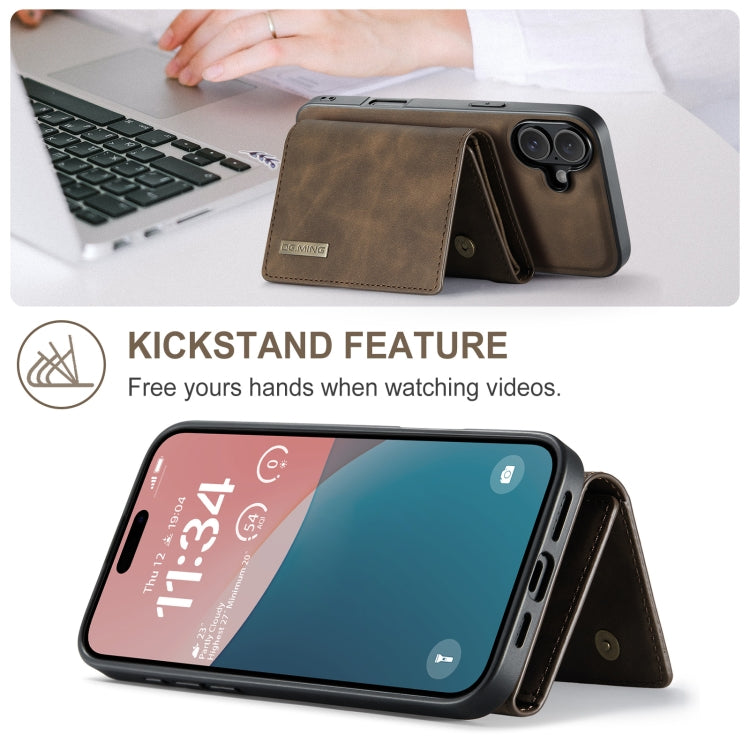 For iPhone 16 Plus DG.MING M1 Series 3-Fold Multi Card Wallet Leather Phone Case(Coffee) - free shipping - PMC Jewellery - Order now!
