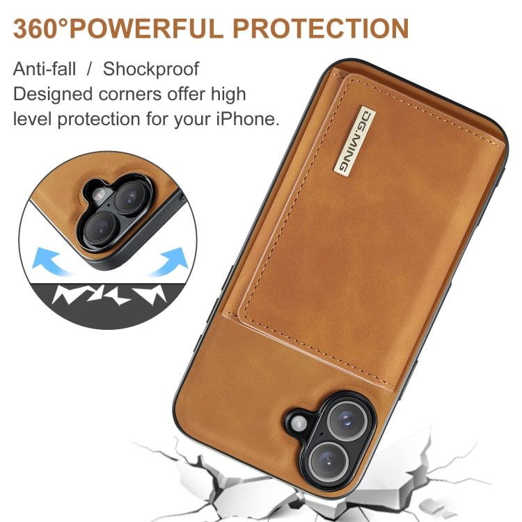 For iPhone 16 DG.MING M1 Series 3-Fold Multi Card Wallet Leather Phone Case(Brown) - iPhone 16 Cases by DG.MING | Online Shopping South Africa | PMC Jewellery | Buy Now Pay Later Mobicred