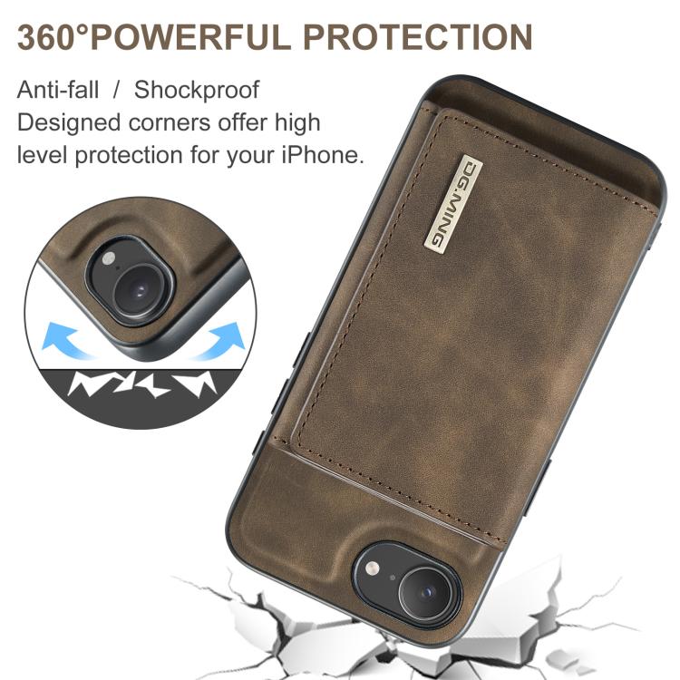 For iPhone 16e DG.MING M1 Series 3-Fold Multi Card Wallet Leather Phone Case(Coffee) - free shipping - PMc TechLife - Order now!