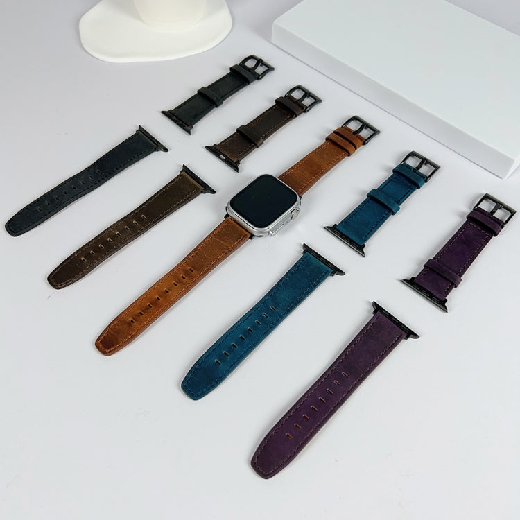 For Apple Watch Ultra 2 49mm Retro Texture Leather Watch Band(Blue) - Watch Bands by PMC TechLife | Online Shopping South Africa | PMC TechLife | Buy Now Pay Later Mobicred
