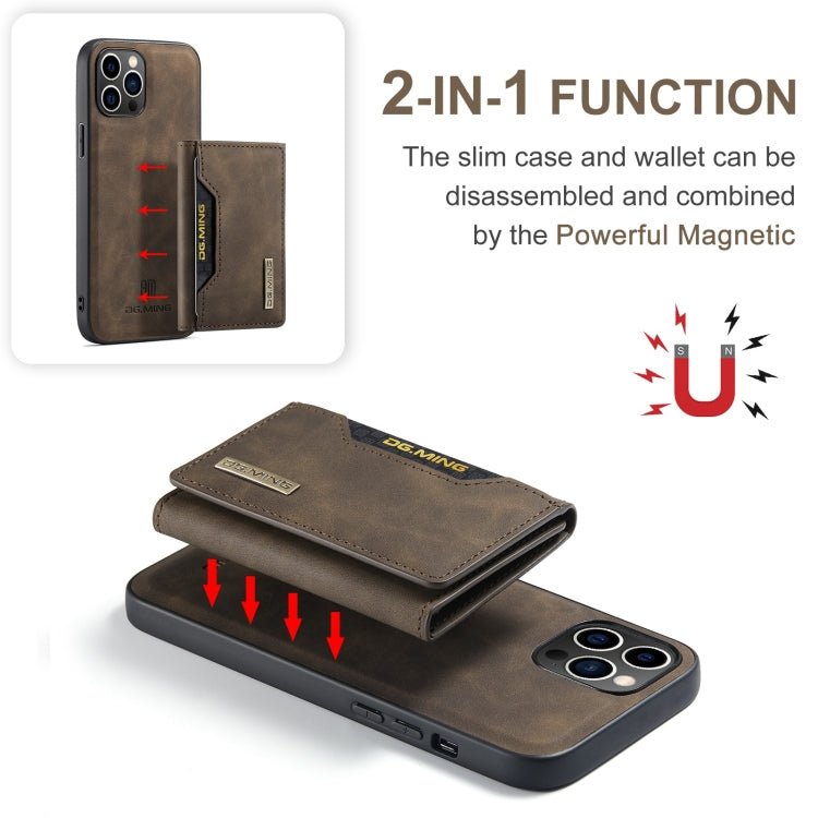 For iPhone 15 Pro DG.MING M2 Series 3-Fold Card Bag Wallet Leather Phone Case(Coffee) - iPhone 15 Pro Cases by DG.MING | Online Shopping South Africa | PMC Jewellery