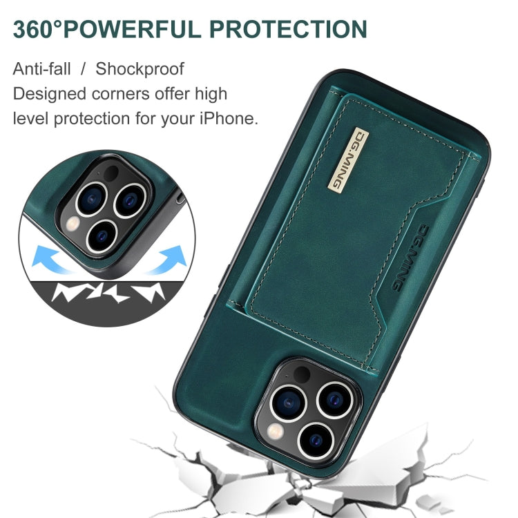 For iPhone 15 Pro DG.MING M2 Series 3-Fold Card Bag Wallet Leather Phone Case(Green) - iPhone 15 Pro Cases by DG.MING | Online Shopping South Africa | PMC Jewellery | Buy Now Pay Later Mobicred