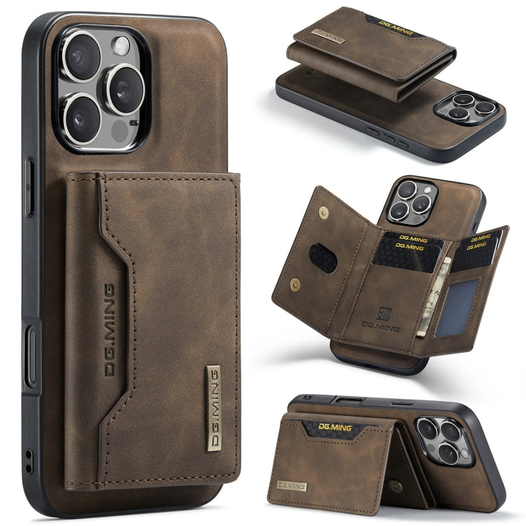 For iPhone 16 Pro Max DG.MING M2 Series 3-Fold Card Bag Wallet Leather Phone Case(Coffee) - iPhone 16 Pro Max Cases by DG.MING | Online Shopping South Africa | PMC Jewellery | Buy Now Pay Later Mobicred