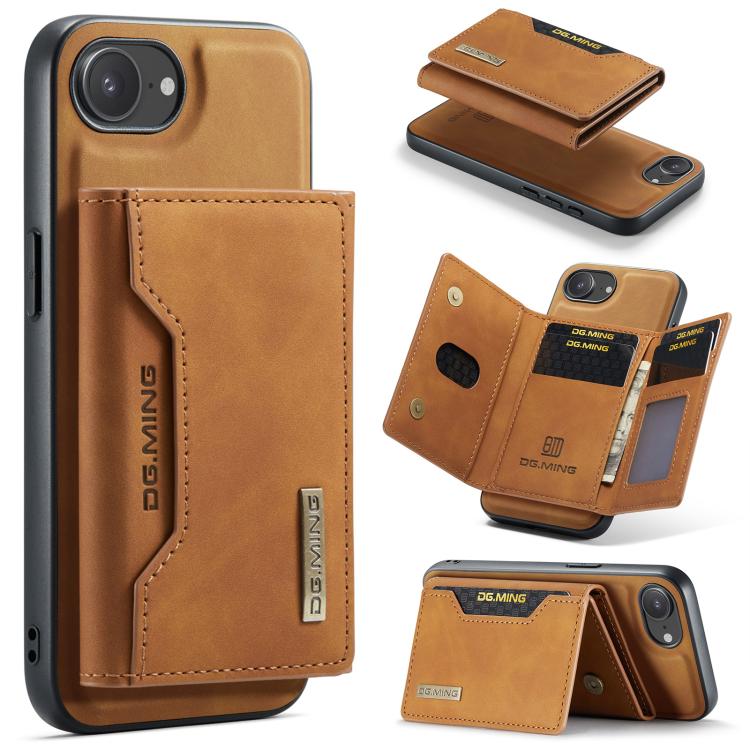For iPhone 16e DG.MING M2 Series 3-Fold Card Bag Wallet Leather Phone Case(Brown) - free shipping - PMc TechLife - Order now!
