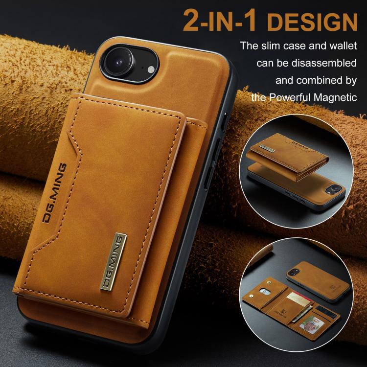 For iPhone 16e DG.MING M2 Series 3-Fold Card Bag Wallet Leather Phone Case(Brown) - free shipping - PMc TechLife - Order now!
