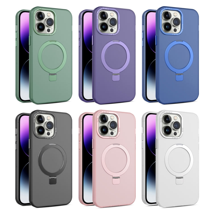 For iPhone 14 Pro Max MagSafe Metal Holder Frosted Translucent Phone Case(Pink) - free shipping - PMC TechLife - Order now!